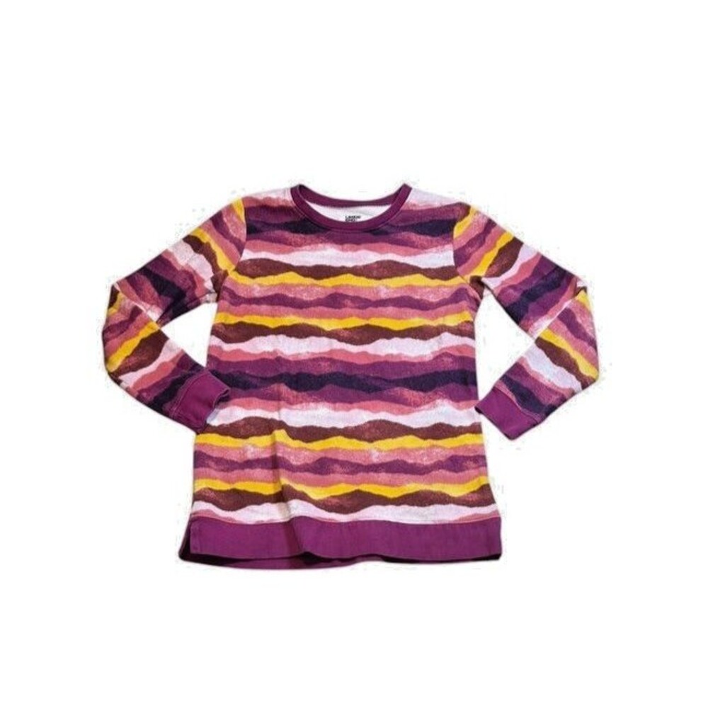 Lands End Sweater Womens Medium Sweatshirt Pull Over Crew Serious Sweats Sunset